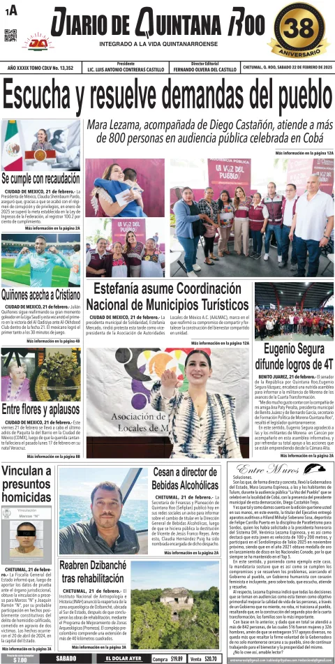 Portada de Diario de Quintana Roo (portada)