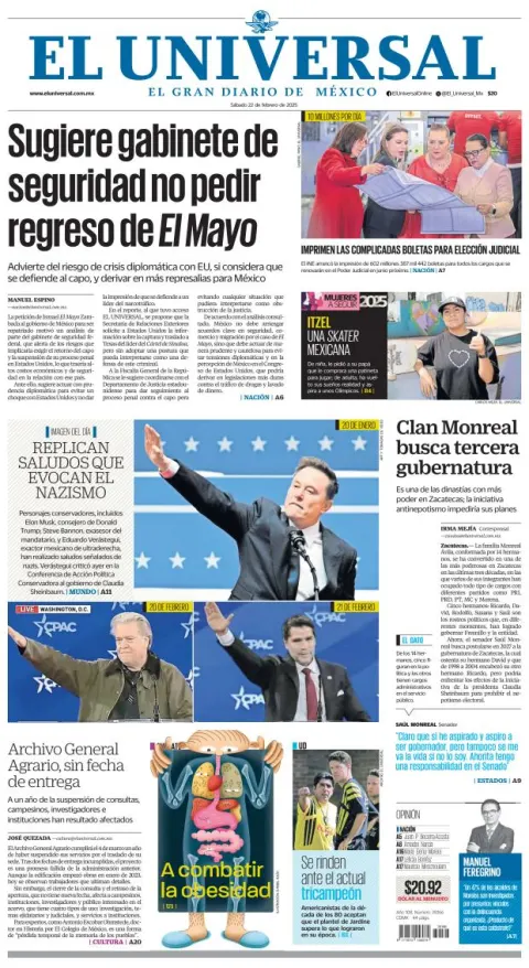 Portada de El Universal