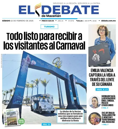 Portada de El Debate de Mazatlán