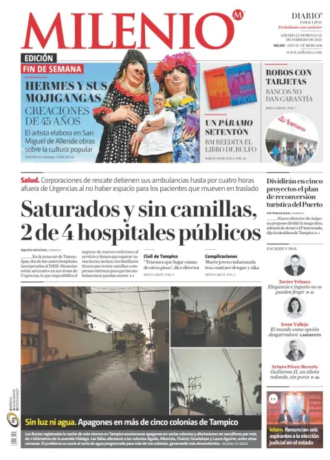Portada de Milenio Tamaulipas del sábado, 22 de febrero de 2025