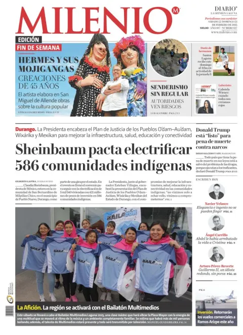 Portada de Milenio Laguna del sábado, 22 de febrero de 2025