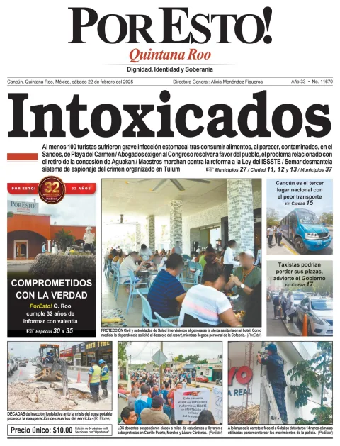 Portada de Por Esto (quintana Roo Cancun) del sábado, 22 de febrero de 2025