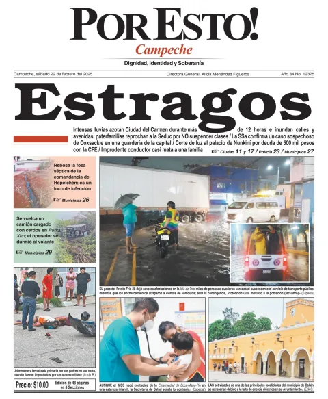 Portada de Por Esto (campeche) del sábado, 22 de febrero de 2025