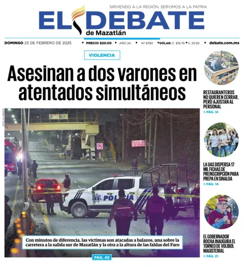 Portada de El Debate de Mazatlán