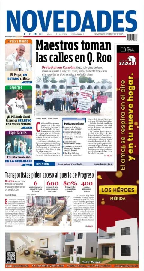 Portada de Novedades Quintana Roo