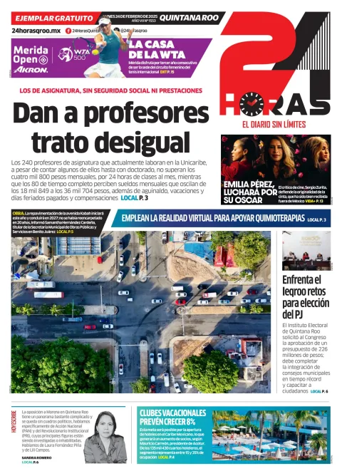 Portada de 24 Horas Quintana Roo