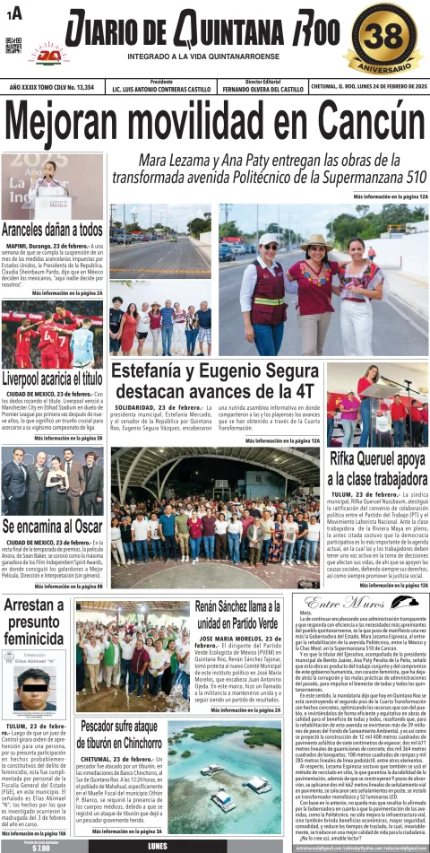 Portada de Diario de Quintana Roo (portada)
