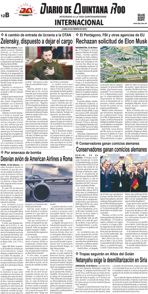 Portada de Diario de Quintana Roo (contra Portada)