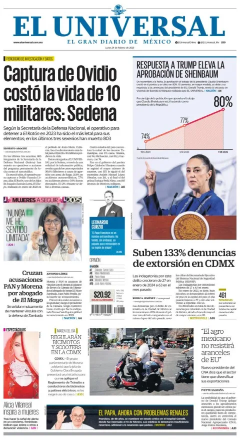 Portada de El Universal