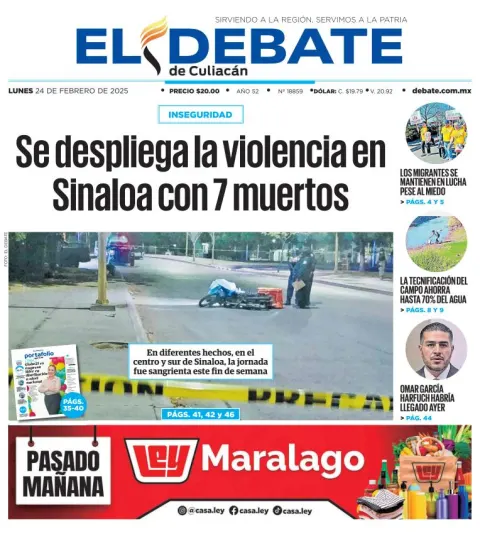 Portada de El Debate de Culiacán