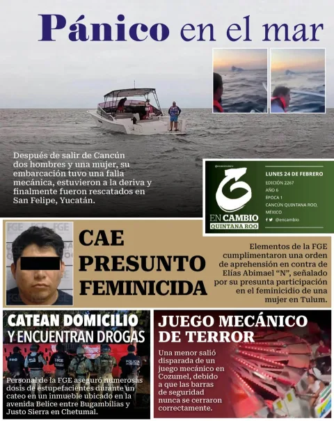 Portada de En Cambio - Quintana Roo (portada) del lunes, 24 de febrero de 2025