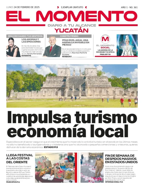 Portada de El Momento Yucatan del lunes, 24 de febrero de 2025