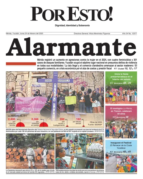 Portada de Por Esto (merida, Yucatan) del lunes, 24 de febrero de 2025