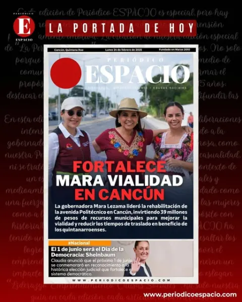Portada de Periodico Espacio (portada) del lunes, 24 de febrero de 2025