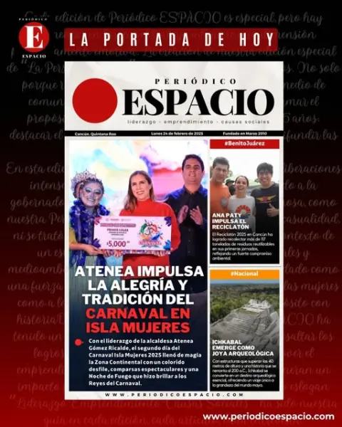 Portada de Periodico Espacio (contraportada) del lunes, 24 de febrero de 2025