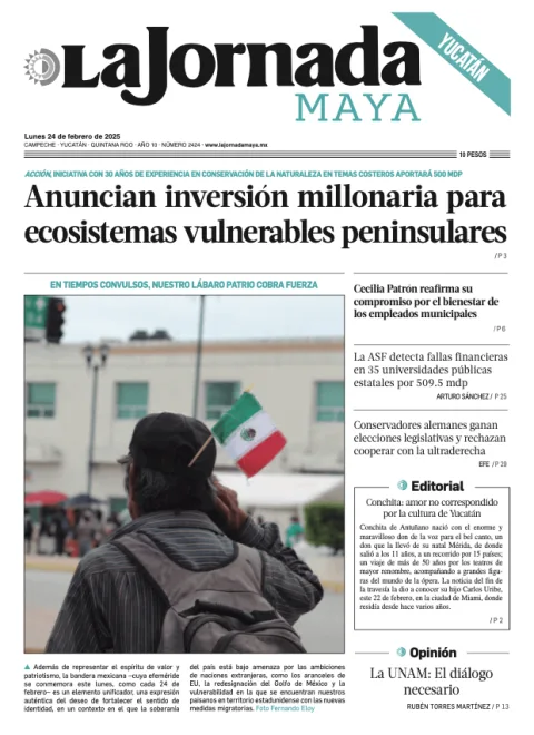 Portada de La Jornada Maya Yucatán del lunes, 24 de febrero de 2025