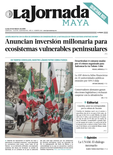 Portada de La Jornada Maya Quintana Roo del lunes, 24 de febrero de 2025