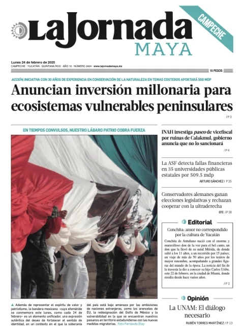 Portada de La Jornada Maya Campeche del lunes, 24 de febrero de 2025
