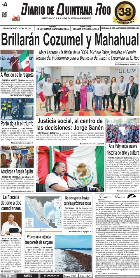 Portada de Diario de Quintana Roo (portada)