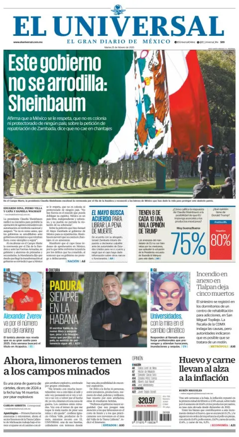Portada de El Universal
