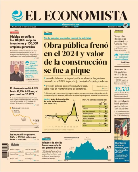 Portada de El Economista del martes, 25 de febrero de 2025