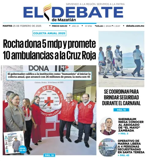 Portada de El Debate de Mazatlán