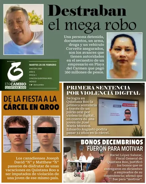 Portada de En Cambio - Quintana Roo (contraportada) del martes, 25 de febrero de 2025
