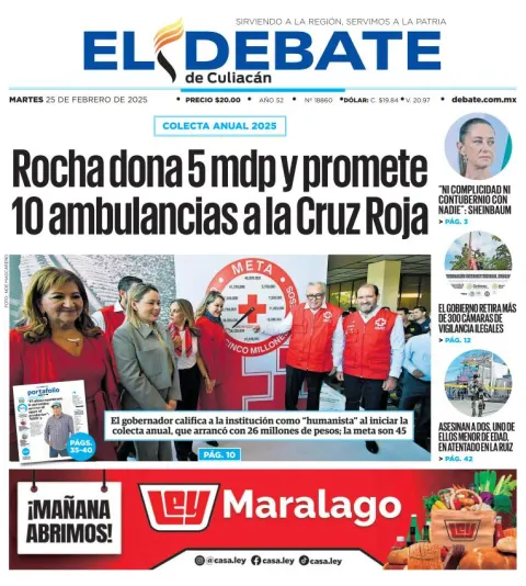 Portada de El Debate de Culiacán del martes, 25 de febrero de 2025