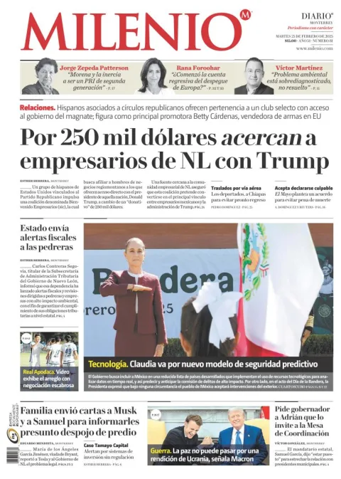 Portada de Milenio Monterrey del martes, 25 de febrero de 2025