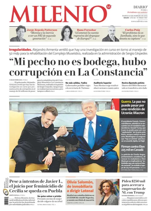 Portada de Milenio Puebla del martes, 25 de febrero de 2025