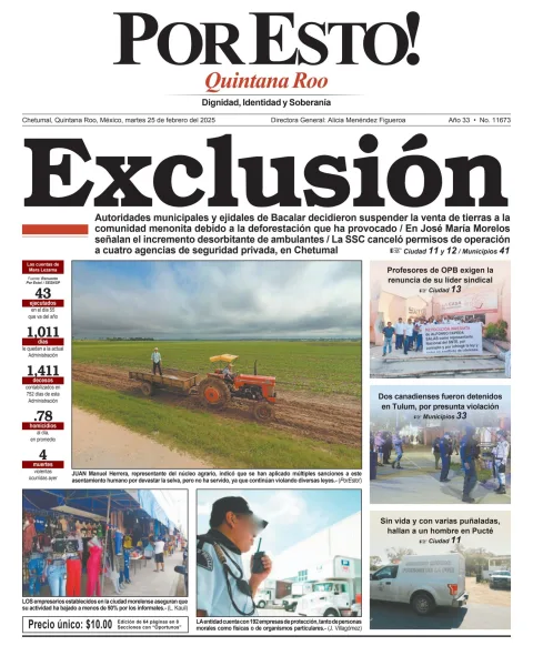 Portada de Por Esto (quintana Roo Chetumal) del martes, 25 de febrero de 2025