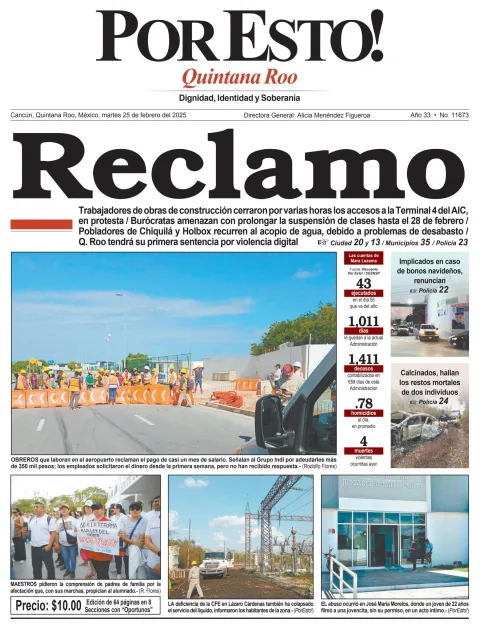 Portada de Por Esto (quintana Roo Cancun) del martes, 25 de febrero de 2025