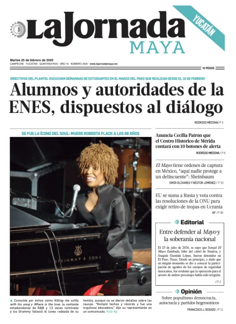 Portada de La Jornada Maya Yucatán del martes, 25 de febrero de 2025