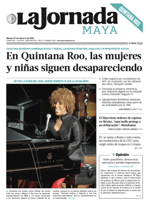 Portada de La Jornada Maya Quintana Roo del martes, 25 de febrero de 2025