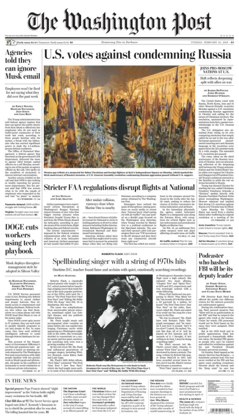 Portada de The Washington Post del martes, 25 de febrero de 2025
