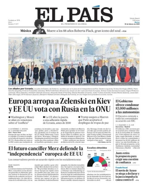 Portada de El País del martes, 25 de febrero de 2025