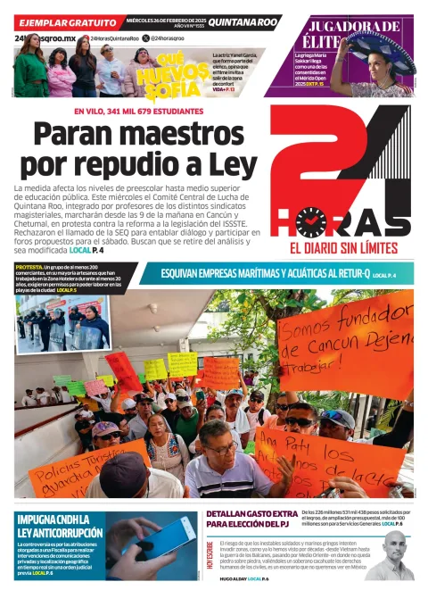 Portada de 24 Horas Quintana Roo