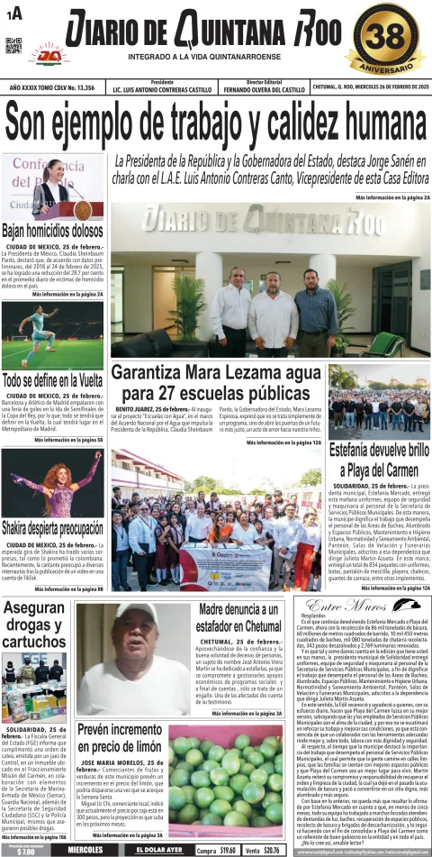 Portada de Diario de Quintana Roo (portada)