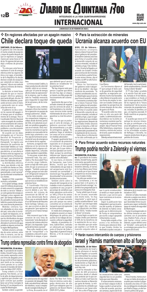 Portada de Diario de Quintana Roo (contra Portada)