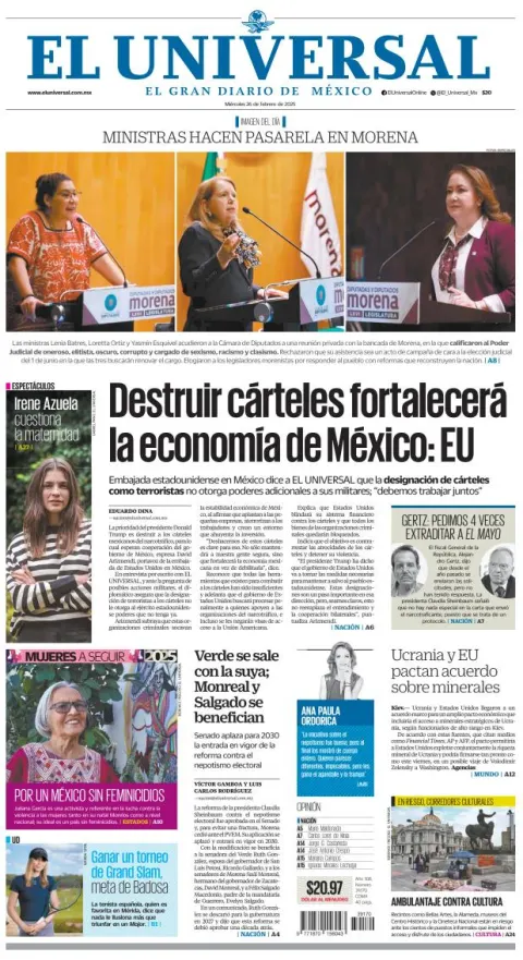 Portada de El Universal