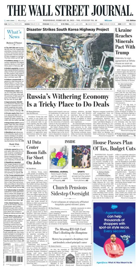 Portada de The Wall Street Journal
