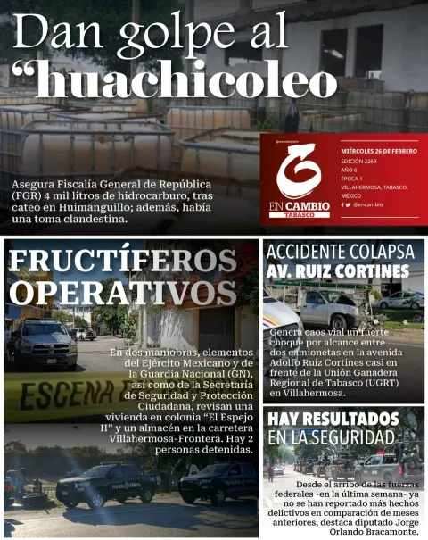 Portada de En Cambio - Tabasco (contraportada) del miércoles, 26 de febrero de 2025
