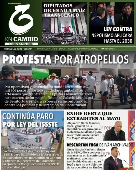 Portada de En Cambio - Quintana Roo (portada) del miércoles, 26 de febrero de 2025