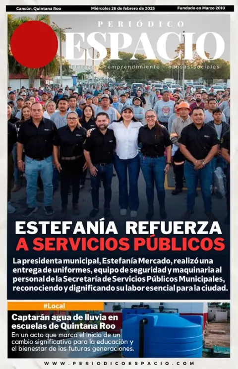 Portada de Periodico Espacio (contraportada) del miércoles, 26 de febrero de 2025