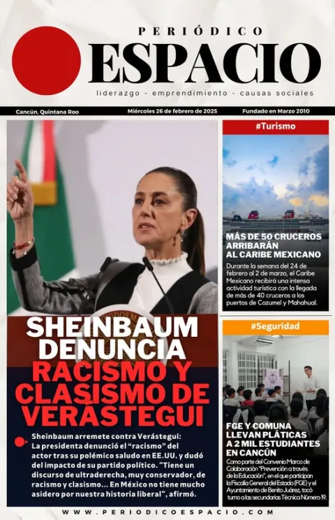 Portada de Periodico Espacio (portada) del miércoles, 26 de febrero de 2025