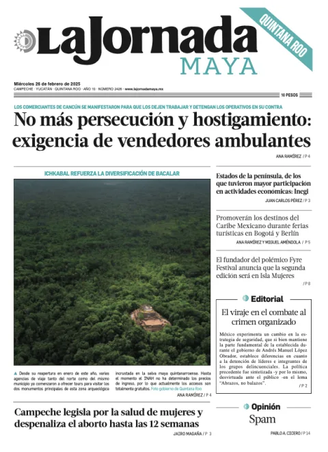 Portada de La Jornada Maya Quintana Roo del miércoles, 26 de febrero de 2025