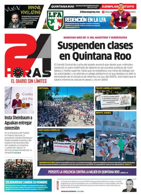 Portada de 24 Horas Quintana Roo