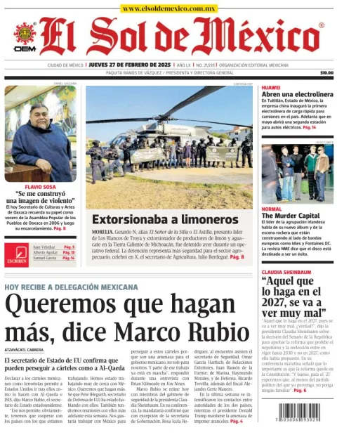 Portada de El Sol de México