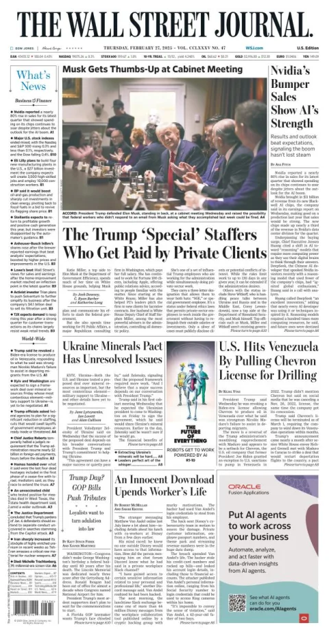Portada de The Wall Street Journal