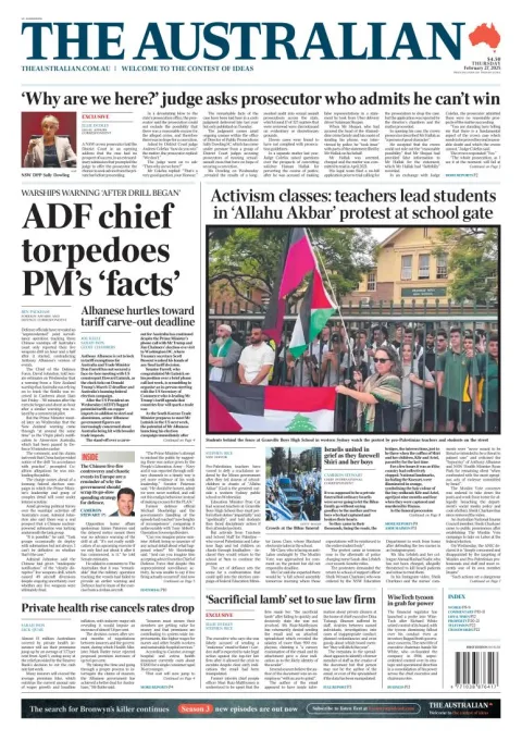 Portada de The Australian del jueves, 27 de febrero de 2025